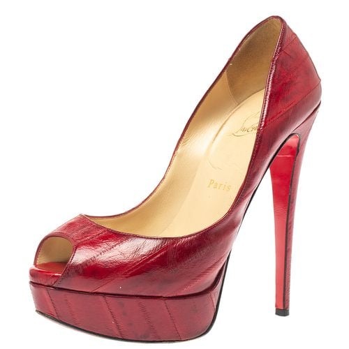 Christian Louboutin Red Eel Leather Lady Peep Toe Platform Pumps Size 39 - Christian Louboutin - Modalova