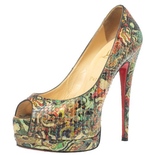 Snakeskin Palais Royal Peep Toe Pumps Size 37.5 - Christian Louboutin - Modalova