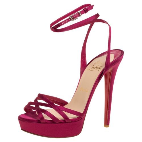 Christian Louboutin Pink Satin Platform Ankle Wrap Sandals Size 38 - Christian Louboutin - Modalova