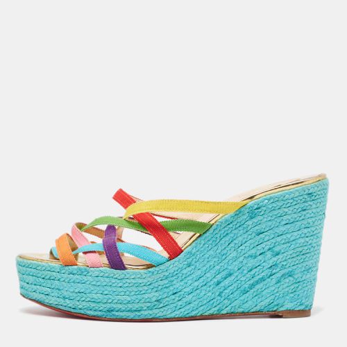 Christian Louboutin Multicolor Fabric Crepon 110 Espadrille Wedge Platform Sandals Size 40 - Christian Louboutin - Modalova