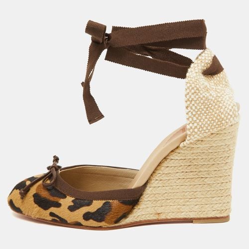 Christian Louboutin Brown Leopard Print Calf Hair Carino Espadrille Wedge Sandals Size 39 - Christian Louboutin - Modalova