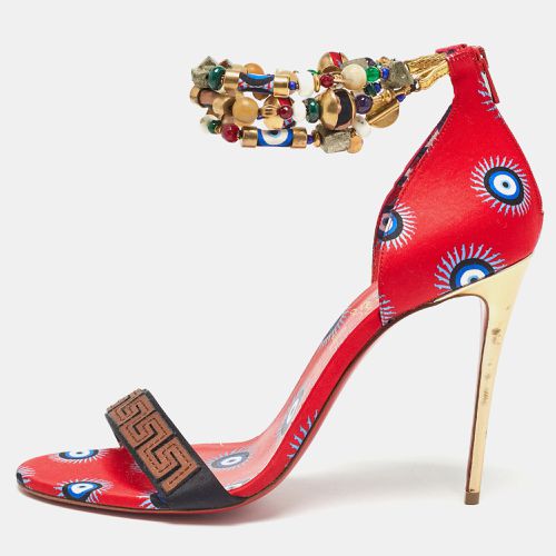 Christian Louboutin Red Printed Satin Konstantinella Sandals Size 40 - Christian Louboutin - Modalova