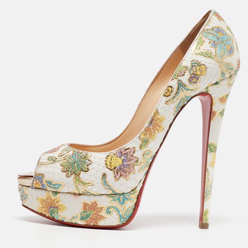 Floral Print Python Lady Peep Pumps Size 38.5 - Christian Louboutin - Modalova