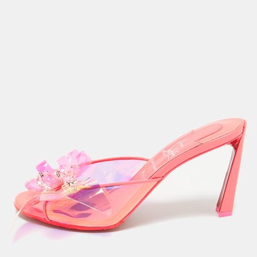 Christian Louboutin Neon Pink PVC Embellished Alyah Slide Sandals Size 38 - Christian Louboutin - Modalova