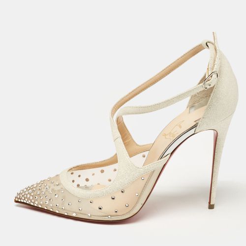 Christian Louboutin Pearl White Glitter Leather and Mesh Strass Twistissima Pumps Size 39 - Christian Louboutin - Modalova