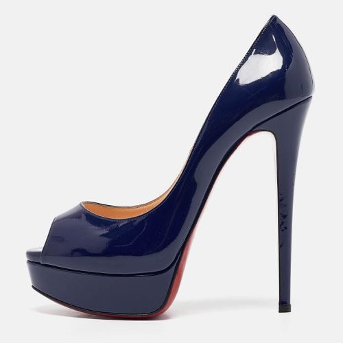 Christian Louboutin Navy Blue Patent Leather Lady Peep Pumps Size 39 - Christian Louboutin - Modalova