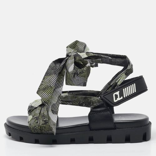 Black Fabric and Leather Slingback Sandals Size 37 - Christian Louboutin - Modalova