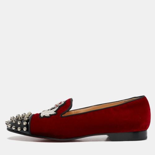 Christian Louboutin Red/Black Velvet and Patent Leather Spikes Intern Smoking Slippers Size 37.5 - Christian Louboutin - Modalova