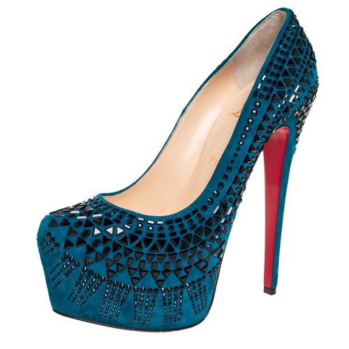 Christian Louboutin Blue Suede Decorapump Embellished Platform Pumps Size 39 - Christian Louboutin - Modalova