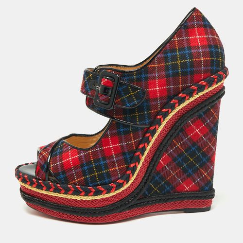 Christian Louboutin Multicolor Tartan Print Wool Blend Lady Daf Wedge Pumps Size 41 - Christian Louboutin - Modalova