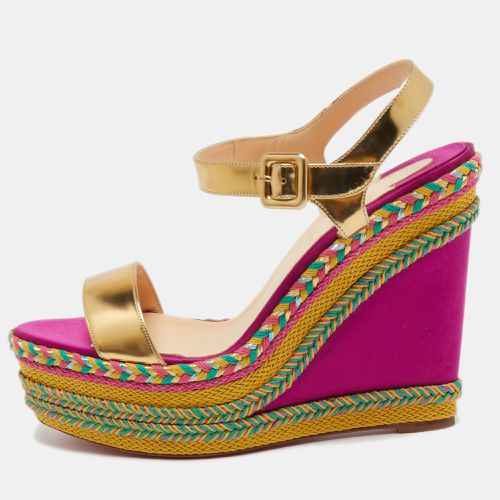 Christian Louboutin Multicolor Leather Espadrille Wedge Ankle Strap Sandals Size 41 - Christian Louboutin - Modalova