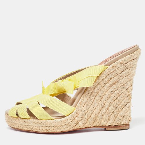 Christian Louboutin Yellow Fabric Delfin Espadrille Wedge Sandals Size 37 - Christian Louboutin - Modalova