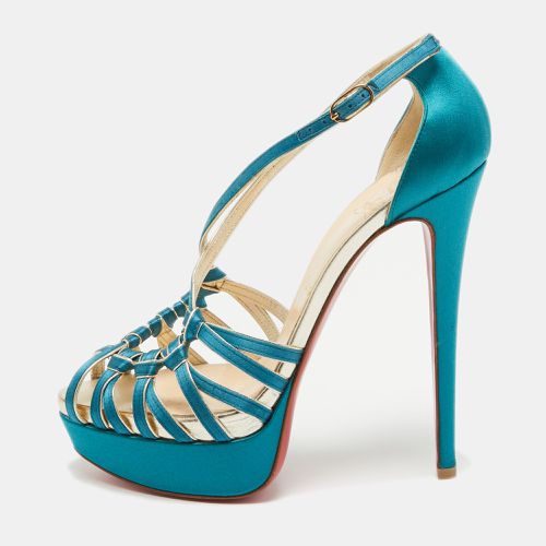 Teal Satin Knotted Strappy Platform Sandals Size 39 - Christian Louboutin - Modalova