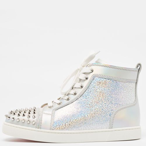 Christian Louboutin Metallic Leather and Glitter Suede Lou Spikes Sneakers Size 39 - Christian Louboutin - Modalova