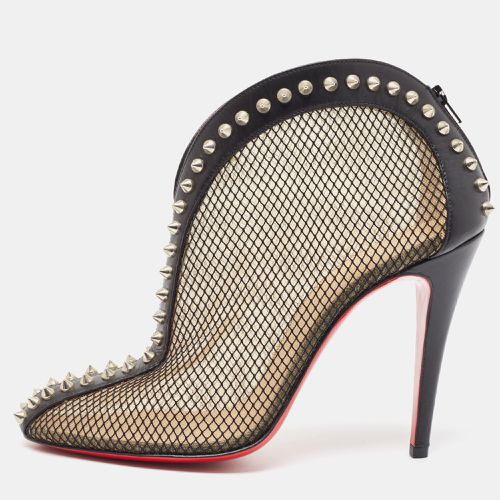 Christian Louboutin Black Mesh and Leather Bourriche Ankle Booties Size 38.5 - Christian Louboutin - Modalova