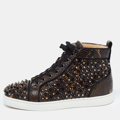 Christian Louboutin Brown/Black Embossed Snakeskin Louis Spikes High Top Sneakers Size 39.5 - Christian Louboutin - Modalova