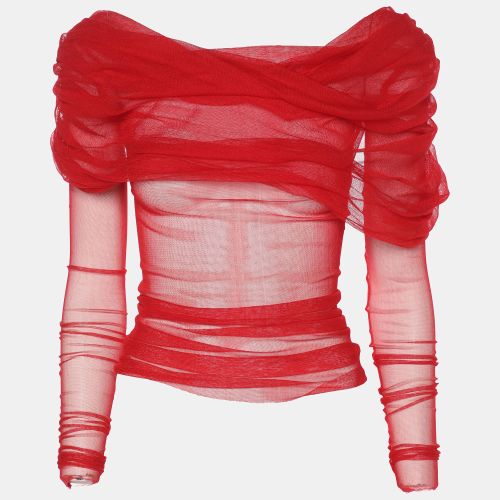 Christopher Esber Red Sheer Silk Blouse Top S - Christopher Esber - Modalova