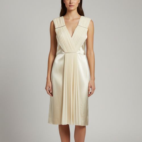 Satin and Chiffon Draped V-Neck Dress M - Christopher Kane - Modalova