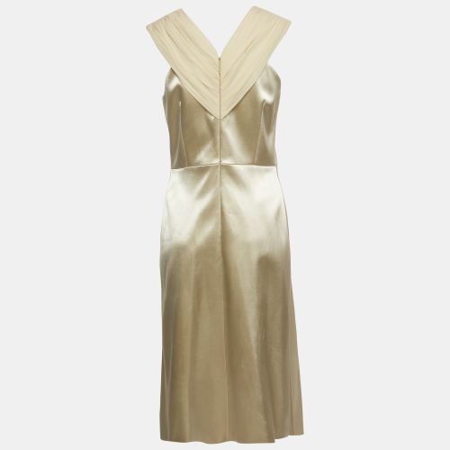 Satin and Chiffon Draped V-Neck Dress M - Christopher Kane - Modalova
