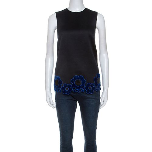 Cotton Blend Flower Applique Trim Sleeveless Top S - Christopher Kane - Modalova