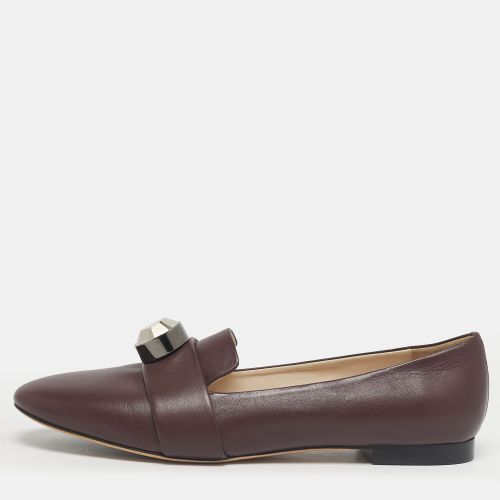 Christopher Kane Burgundy Leather Crystal Bow Embellished Loafers Size 41 - Christopher Kane - Modalova