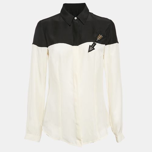 Class by Roberto Cavalli Black/Cream Sateen Silk Embellished Arrow Shirt M - Class by Roberto Cavalli - Modalova