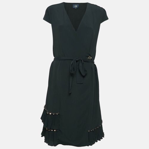 Class by Roberto Cavalli Black Crepe Pleated Hem Knee-Length Dress M - Class by Roberto Cavalli - Modalova