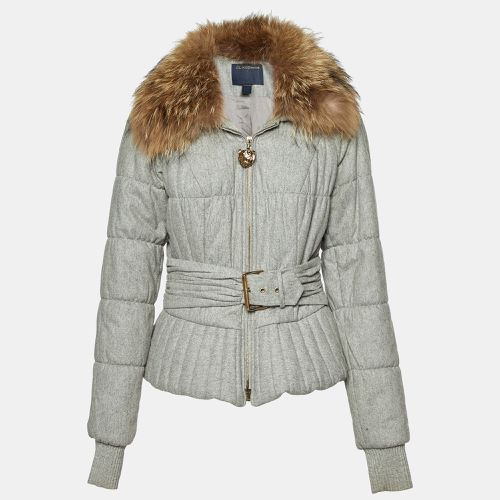 Class by Roberto Cavalli Grey Wool Fur Collar Zip Up Jacket M - Class by Roberto Cavalli - Modalova