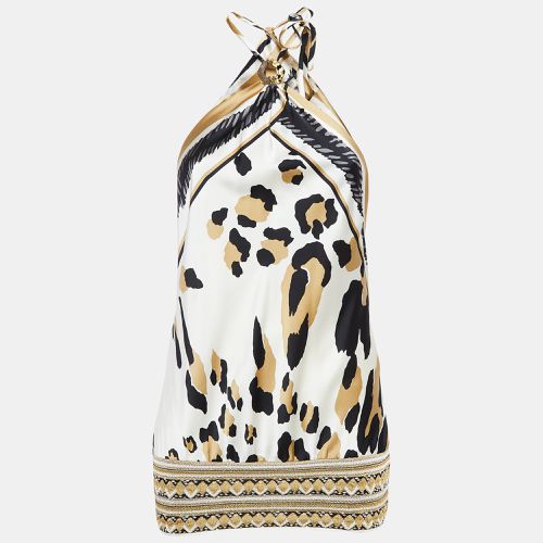 Class by Roberto Cavalli Brown Satin Embellished Halter Neck Top M - Class by Roberto Cavalli - Modalova