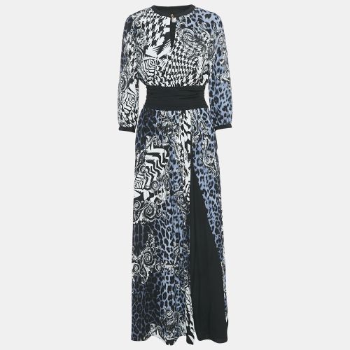 Class by Roberto Cavalli Blue Leopard Crepe Maxi Dress S - Class by Roberto Cavalli - Modalova