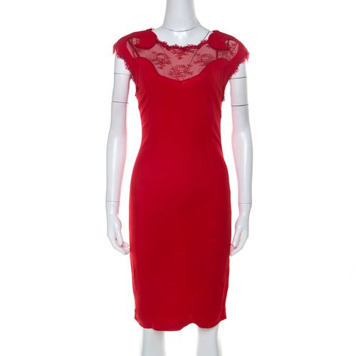 Class By Roberto Cavalli Red Lace Insert Detail Sleeveless Dress M - Class by Roberto Cavalli - Modalova