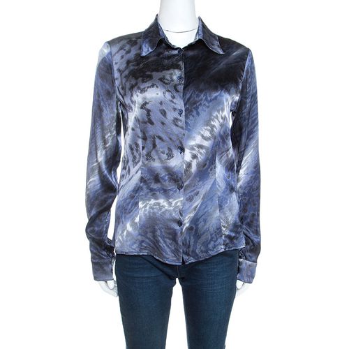 Class by Roberto Cavalli Multicolor Printed Stretch Silk Satin Shirt M - Class by Roberto Cavalli - Modalova