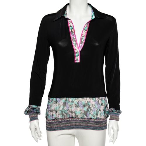 Class by Roberto Cavalli Black Jersey Contrast Paneled Top M - Class by Roberto Cavalli - Modalova