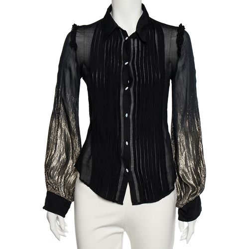 Class by Roberto Cavalli Black Lurex Crepe Button Front Shirt M - Class by Roberto Cavalli - Modalova