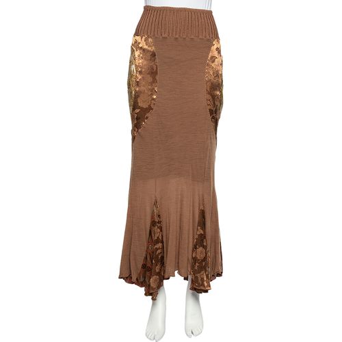 Class by Roberto Cavalli Brown Wool Knit Paneled Skirt M - Class by Roberto Cavalli - Modalova