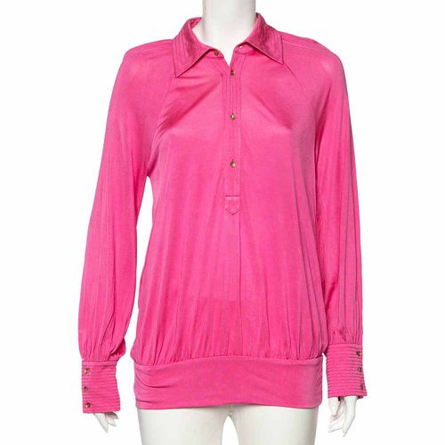 Class by Roberto Cavalli Pink Silk Knit Button Front Top M - Class by Roberto Cavalli - Modalova