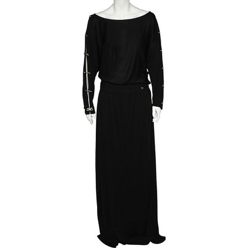 Class by Roberto Cavalli Black Jersey Metal Link Detail Maxi Dress L - Class by Roberto Cavalli - Modalova