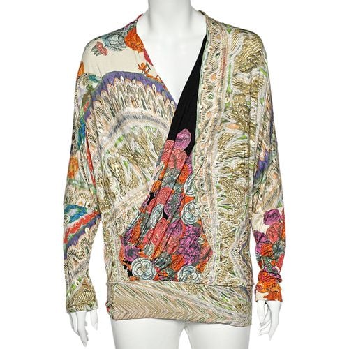 Class Cavalli Multicolor Printed Knit Draped Top L - Class by Roberto Cavalli - Modalova