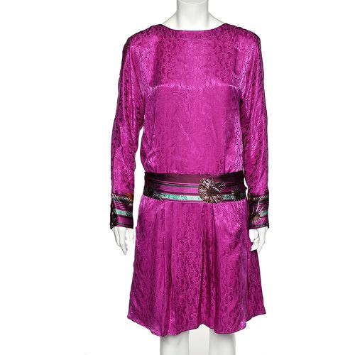 Class by Roberto Cavalli Purple Silk Contrast Waist Tie Detail Dress M - Class by Roberto Cavalli - Modalova