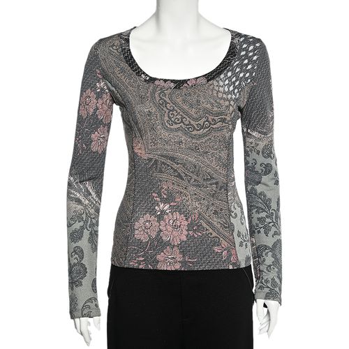 Class by Roberto Cavalli Multicolor Paisley Print Knit Scoop Neck Top M - Class by Roberto Cavalli - Modalova