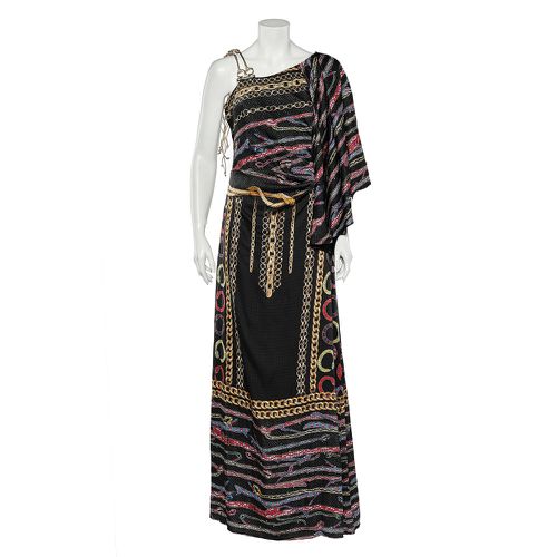 Cavalli Class Black Printed Satin Flared Sleeve Maxi Dress L - Class by Roberto Cavalli - Modalova