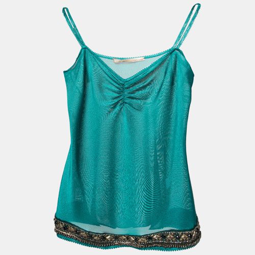 Class by Roberto Cavalli Teal Blue Knit Embellished Hem Camisole M - Class by Roberto Cavalli - Modalova