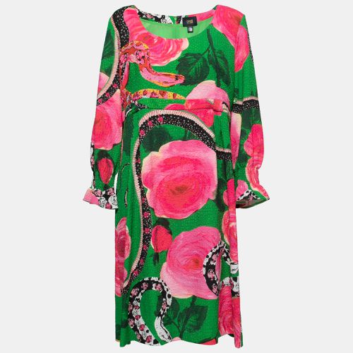 Floral Printed Textured Long Sleeve Dress L - Class by Roberto Cavalli - Modalova