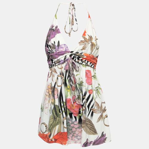 Class by Roberto Cavalli White Floral Printed Jersey Top L - Class by Roberto Cavalli - Modalova