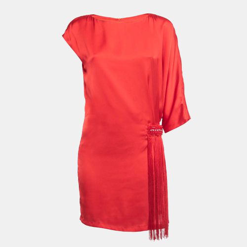 Class by Roberto Cavalli Red Satin Fringed Detail Tunic Dress M - Class by Roberto Cavalli - Modalova