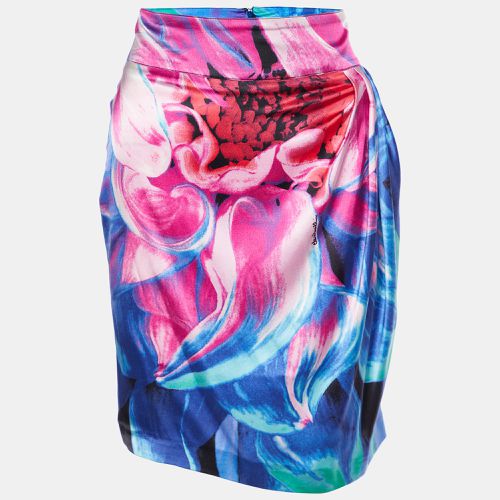 Class by Roberto Cavalli Multicolor Printed Silk Satin Pleated Mini Skirt M - Class by Roberto Cavalli - Modalova