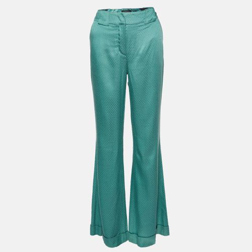 Class by Roberto Cavalli Green Textured Satin Flared Trousers M - Class by Roberto Cavalli - Modalova