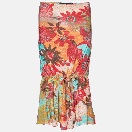 Class by Roberto Cavalli Multicolor Floral Print Jersey Flounce Midi Skirt M - Class by Roberto Cavalli - Modalova