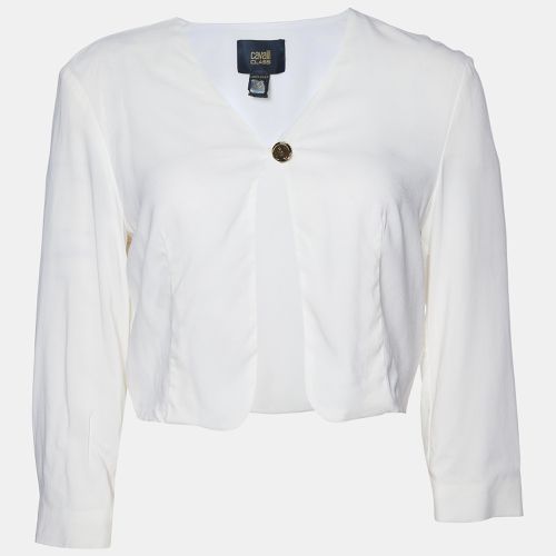 Class By Roberto Cavalli White Crepe Crop Cardigan M - Class by Roberto Cavalli - Modalova