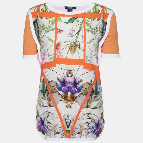 Class by Roberto Cavalli Multicolor Print Silk Knit Short Sleeve Top M - Class by Roberto Cavalli - Modalova